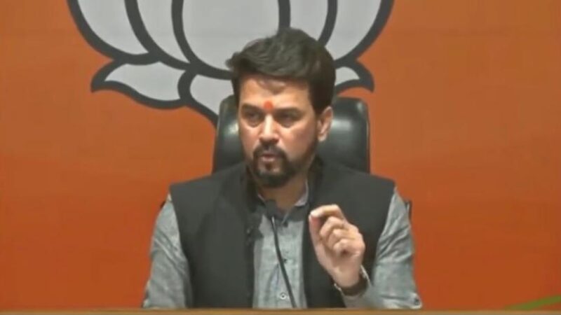 Anurag Thakur addressing a press conference on Saturday (Pic credit- @ianuragthakur/Twitter)
