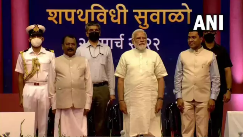 PM Narendra was present at the oath taking ceremony of Pramod Sawant as Goa CM. Image : ANI