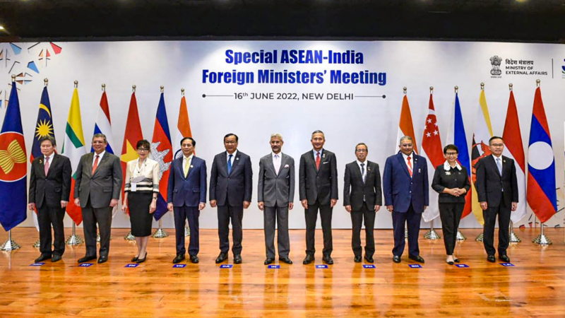 External Affairs Minister S Jaishankar with Foreign Ministers of ASEAN nations, in New Delhi on June 16, 2022. @DrSJaishankar/PTI