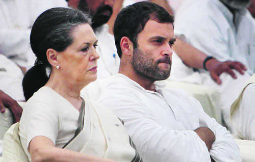 Congress president Sonia Gandhi with Rahul Gandhi. File Photo